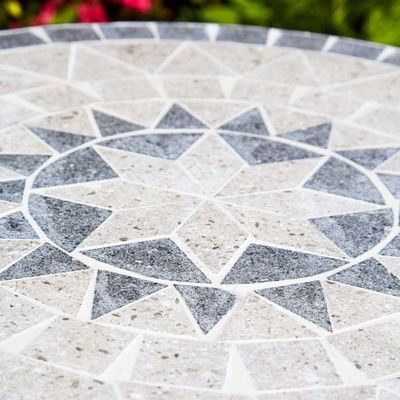 Set di tavolo e sedia in metallo pieghevole per giardino antico mosaico