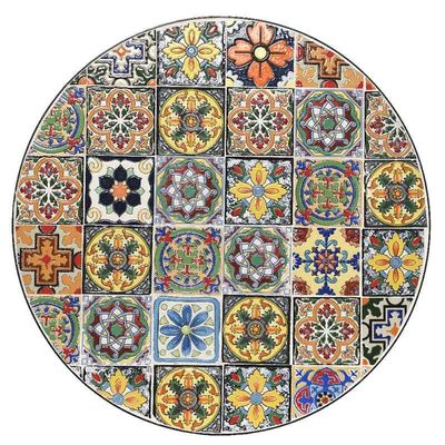 AJUNION 3pcs Outdoor Bistro Metal Table Chair Set Antico Mosaico Ceramica per Giardino