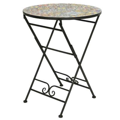 AJUNION 3pcs Outdoor Bistro Metal Table Chair Set Antico Mosaico Ceramica per Giardino