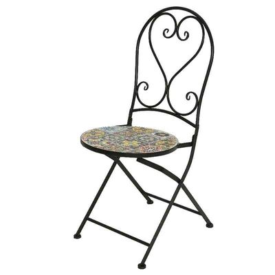 AJUNION 3pcs Outdoor Bistro Metal Table Chair Set Antico Mosaico Ceramica per Giardino