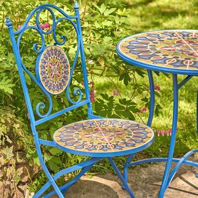 Iron Crafts Mosaic Bistro Set 3pcs Set balcone con tavolo e sedia pieghevoli di AJUNION