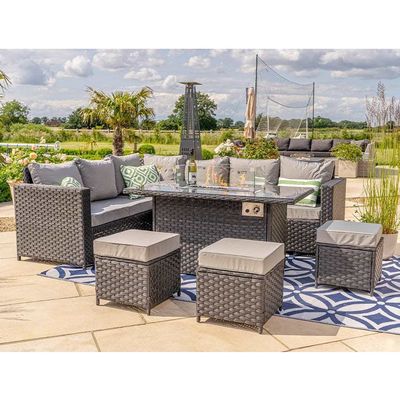 Mobile modulare Wicker Rattan Set esterno con tavolo a fuoco AJUNION Garden Design