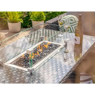 Mobile modulare Wicker Rattan Set esterno con tavolo a fuoco AJUNION Garden Design