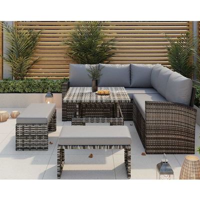Migliora il tuo patio con i mobili da giardino AJUNION Divano di rotino e tavolo regolabile