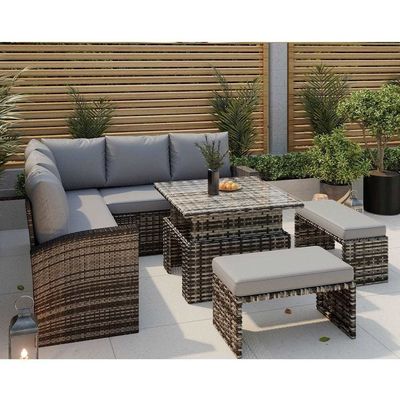 Migliora il tuo patio con i mobili da giardino AJUNION Divano di rotino e tavolo regolabile