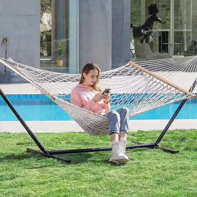 Comodo portatile pieghevole rete di corda di cotone Letto di amaca per campeggio giardino interno esterno