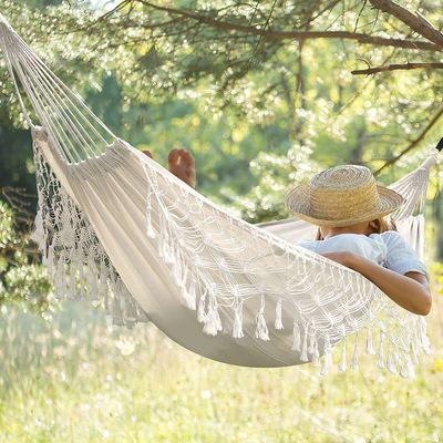 Letto di amaca collabile in cotone ultraleggero a doppia oscillazione per campeggio e giardino