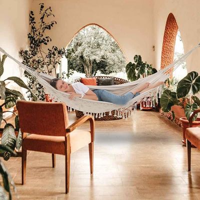 Letto di amaca collabile in cotone ultraleggero a doppia oscillazione per campeggio e giardino