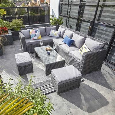 Set da giardino AJUNION 8 posti mobili da esterno di rotino angolo salotto divano set per il cortile