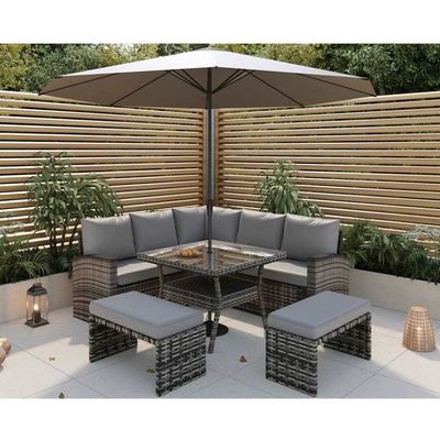 PE Rattan per tutti i periodi di tempo Set mobili da giardino Set divano d'angolo all'aperto