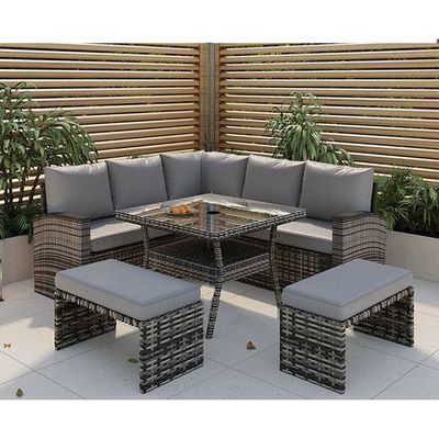 PE Rattan per tutti i periodi di tempo Set mobili da giardino Set divano d'angolo all'aperto