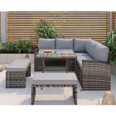 PE Rattan per tutti i periodi di tempo Set mobili da giardino Set divano d'angolo all'aperto