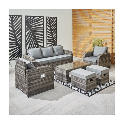 All Weather Rattan Outdoor Sofa Set Tre posti L182xW70xH78cm Spessore del cuscino 9cm