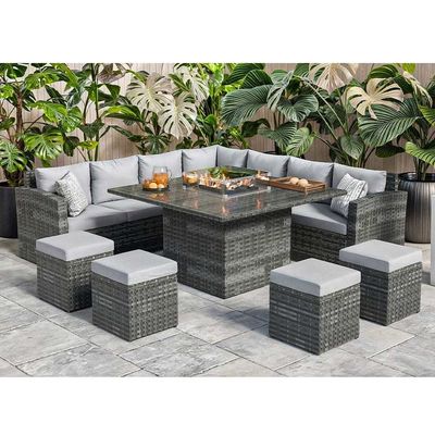 L96xW49xH35cm Dimensione panchina Salone angolare sezionale moderno Mobili da patio con fossa di fuoco