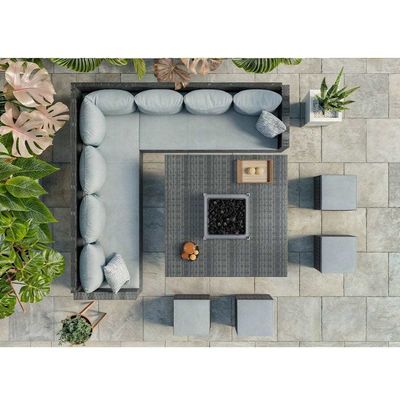 L96xW49xH35cm Dimensione panchina Salone angolare sezionale moderno Mobili da patio con fossa di fuoco