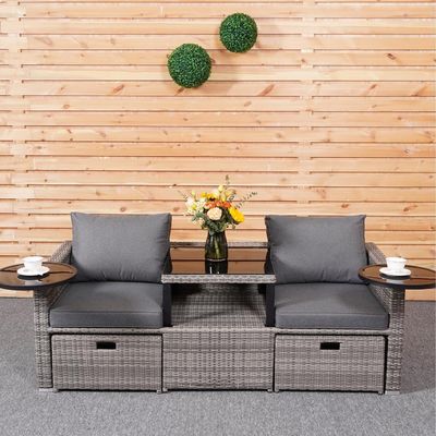 Divano salotto giardino cortile set con PE Wicker Rattan in vari disegni sezionali