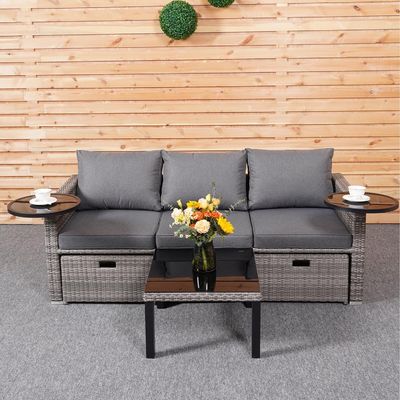 Divano salotto giardino cortile set con PE Wicker Rattan in vari disegni sezionali