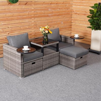Divano salotto giardino cortile set con PE Wicker Rattan in vari disegni sezionali