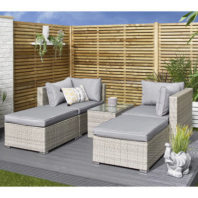 5 pezzi Wicker Rattan Sofa Modulare Esterno Stile di Design Moderno L70xW40xH39cm Dimensione del Tavolo