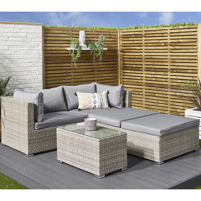 5 pezzi Wicker Rattan Sofa Modulare Esterno Stile di Design Moderno L70xW40xH39cm Dimensione del Tavolo
