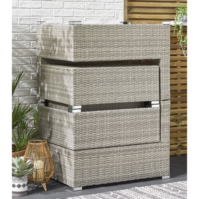 5 pezzi Wicker Rattan Sofa Modulare Esterno Stile di Design Moderno L70xW40xH39cm Dimensione del Tavolo