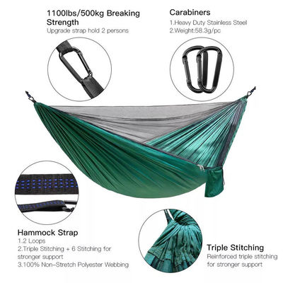 Giardino esterno Leggero Nylon Verde Campeggio Paracadute Amaca con zanzariera