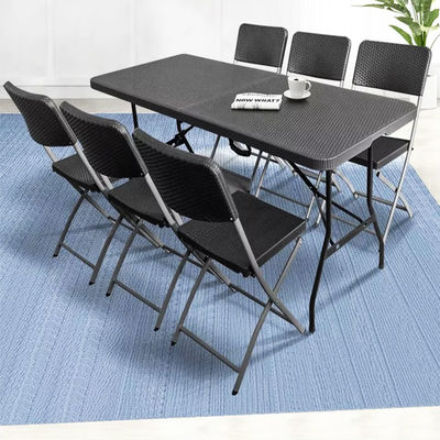 Tabella da banchetto ripiegabile all'aperto mobili da campeggio portatili con design di rattan imitato