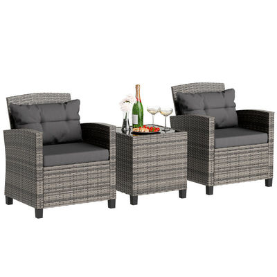 Set Bistro Outdoor Sedia da giardino in rotino 2 posti a sedere Set Patio Gruppo con tavolo da caffè di AJUNION