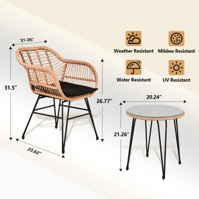 AJUNION 2 Sedia mobili da patio esterno Set Bistro D23.62'xW21.26'xH31.5'