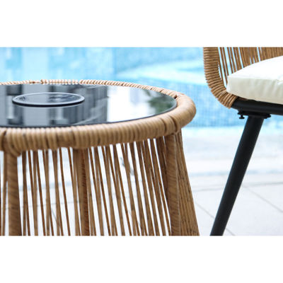 Moderno design 3 pezzi Set Bistro Sedie di Wicker Rattan Arredamento con luce solare LED
