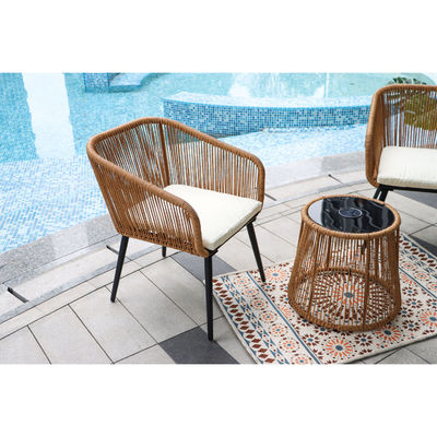 Moderno design 3 pezzi Set Bistro Sedie di Wicker Rattan Arredamento con luce solare LED