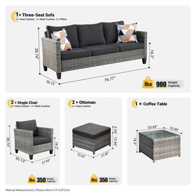 AJUNION PE Rattan Outdoor Lounge Sofa Set per il tuo giardino 16,2' H X 23,62' W X 21,85' D