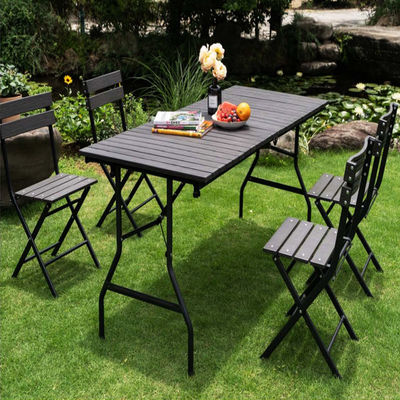 Metallo esterno pieghevole portatile legno grano HDPE plastica pieghevole birra picnic tavolo da pranzo
