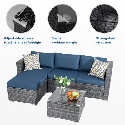 Divano di rotino Set salotto sezionale 24' H X 78' W X 50.78' D per il relax all'aria aperta
