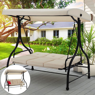 Giardino all'aperto 3 posti Swing Chair con baldacchino e letto pieghevole regolabile