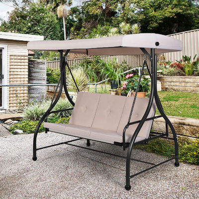 Giardino all'aperto 3 posti Swing Chair con baldacchino e letto pieghevole regolabile