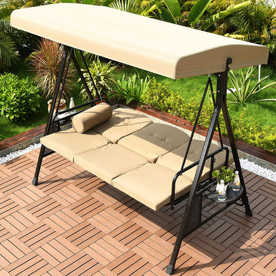 Giardino all'aperto 3 posti Swing Chair con baldacchino e letto pieghevole regolabile