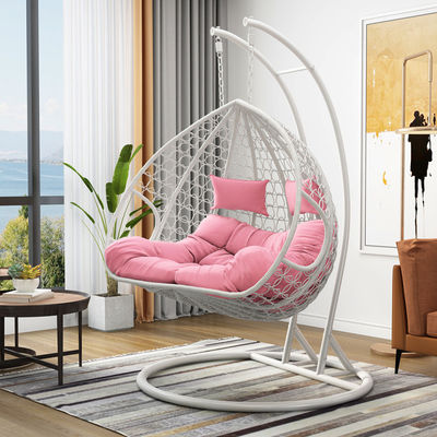 Balcone contemporaneo interno esterno giardino portatile doppia persona appesa rattan Vicker Egg Swing Chair con cuscino