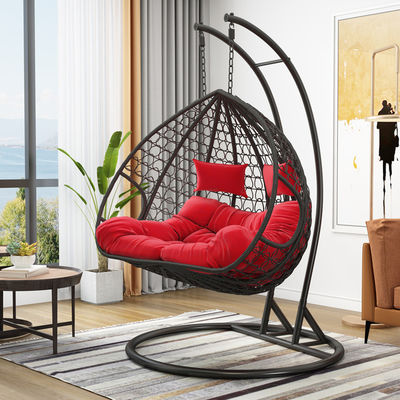 Balcone contemporaneo interno esterno giardino portatile doppia persona appesa rattan Vicker Egg Swing Chair con cuscino
