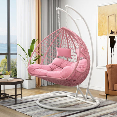 Balcone contemporaneo interno esterno giardino portatile doppia persona appesa rattan Vicker Egg Swing Chair con cuscino