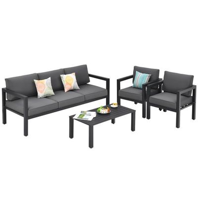 AJUNION 4 pezzi mobili da patio set sedute all'aria aperta in alluminio per lo stile di design moderno