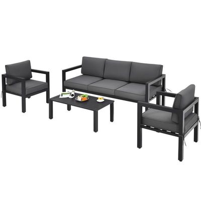 AJUNION 4 pezzi mobili da patio set sedute all'aria aperta in alluminio per lo stile di design moderno