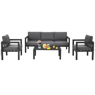 AJUNION 4 pezzi mobili da patio set sedute all'aria aperta in alluminio per lo stile di design moderno