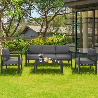 AJUNION 4 pezzi mobili da patio set sedute all'aria aperta in alluminio per lo stile di design moderno