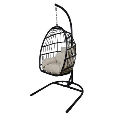 Logo personalizzato Giardino Cortile Patio corda Pe Rattan Swing Chair sospeso con stand