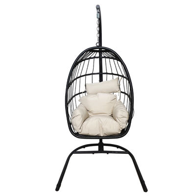 Logo personalizzato Giardino Cortile Patio corda Pe Rattan Swing Chair sospeso con stand