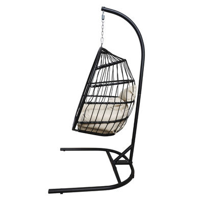 Logo personalizzato Giardino Cortile Patio corda Pe Rattan Swing Chair sospeso con stand