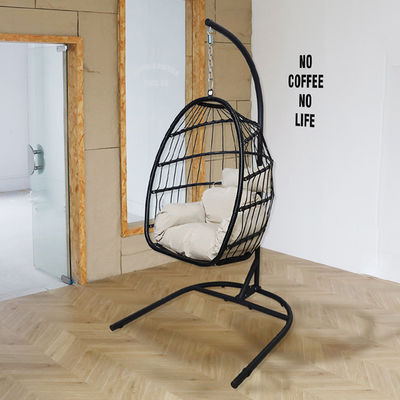 Logo personalizzato Giardino Cortile Patio corda Pe Rattan Swing Chair sospeso con stand