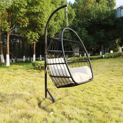 Logo personalizzato Giardino Cortile Patio corda Pe Rattan Swing Chair sospeso con stand