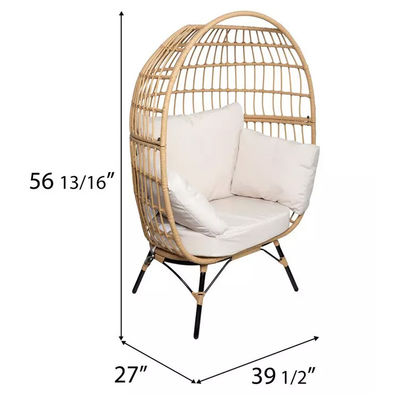 Arredamento esterno Nordic Patio Single Seat Waterproof Wicker Egg Chair with PE Rattan